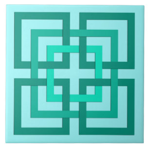 Carreau Carrés, Aqua et turquoise géométriques modernes