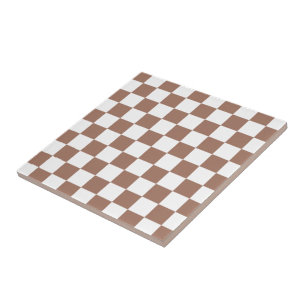 Carreau Carrés Checker mocha brun blanc géométrique rétro