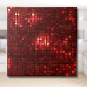 Carreau Carrés de style disco rouge motif de la Saint-Vale