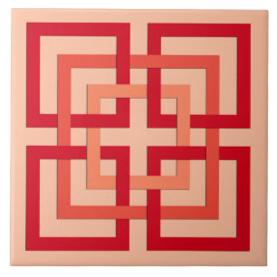 Carreau Carrés géométriques modernes, Coral Orange et M
