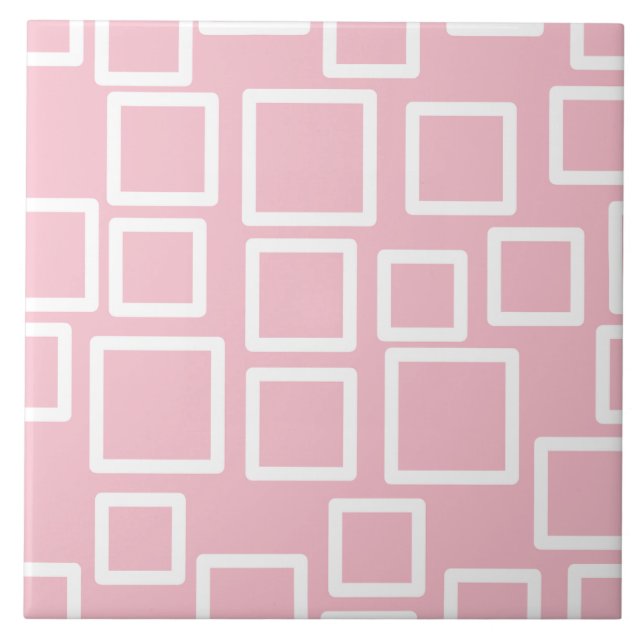 Carreau Carrés Géométriques Rose Minimaliste (Devant)