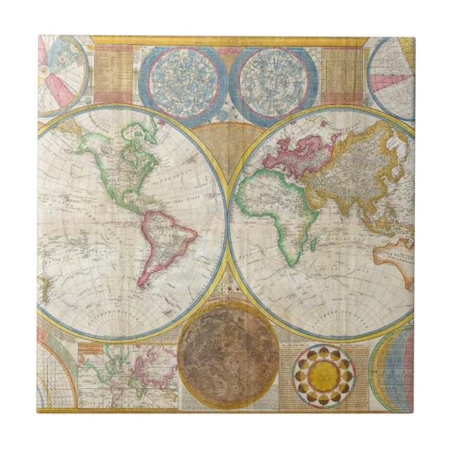 Carreau Carte 1794 de Samuel Dunn du monde dans les (Devant)