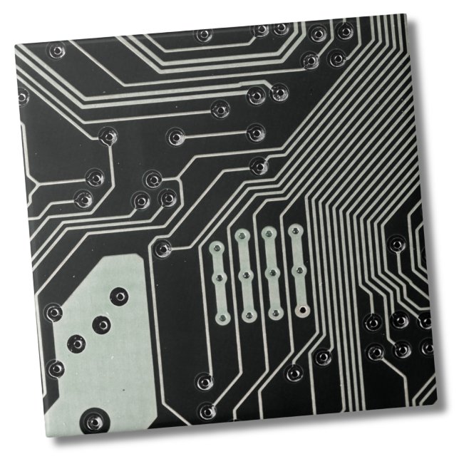 Carreau Carte à circuit noir technologique (Unique Modern Industrial Black Circuit Technology Ceramic Tile)