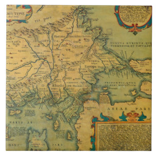Carreau Carte ancienne vintage de Thrace Grèce Turquie Eur