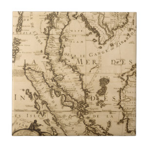 Carreau Carte antique d'Asie du Sud-Est 1687