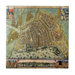 Carreau Carte antique de la rue d'Amsterdam, Pays-Bas
