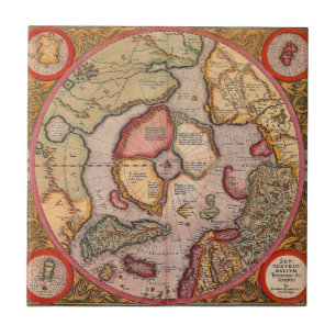 Carreau Carte antique du pôle Nord par Mercator