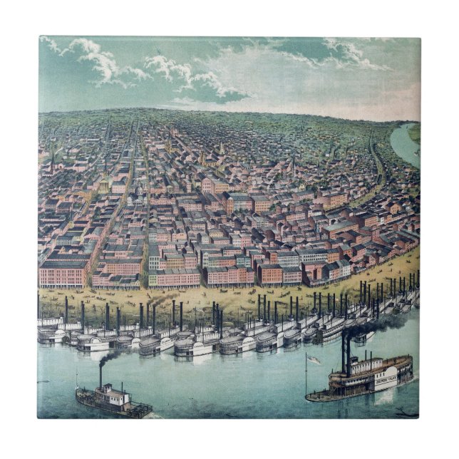 Carreau Carte antique Saint Louis Missouri Mississippi (Devant)