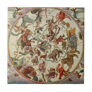 Carreau Carte céleste ancienne de l'hémisphère nord 1660