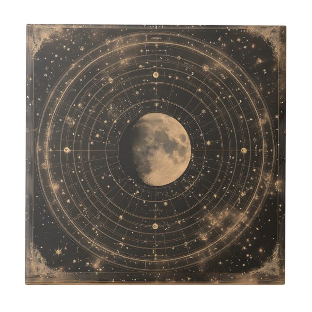 Carreau Carte céleste lunaire vintage (Devant)