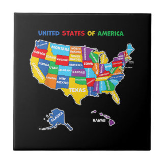 Carreau Carte colorée des États-Unis d'Amérique avec des é
