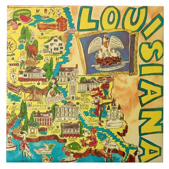 Carreau Carte couleur Louisiane (Devant)