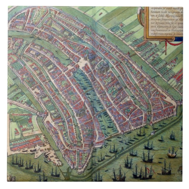 Carreau Carte d'Amsterdam, de 'Civitates Orbis Terrarum (Devant)