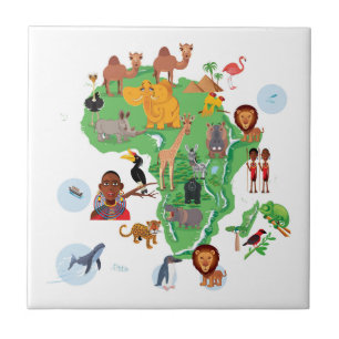 Carreau Carte d'animaux de l'Afrique