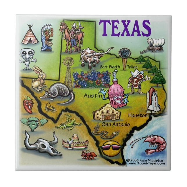 Carreau Carte de dessin du Texas (Devant)