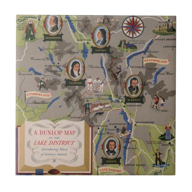 Carreau Carte de Dunlop de secteur de lac, Angleterre (Devant)