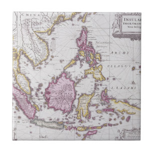 Carreau Carte de la Chine et de l'Indonésie   1710