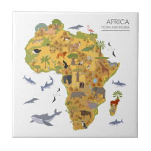 Carreau Carte de l'Afrique   Flora et faune