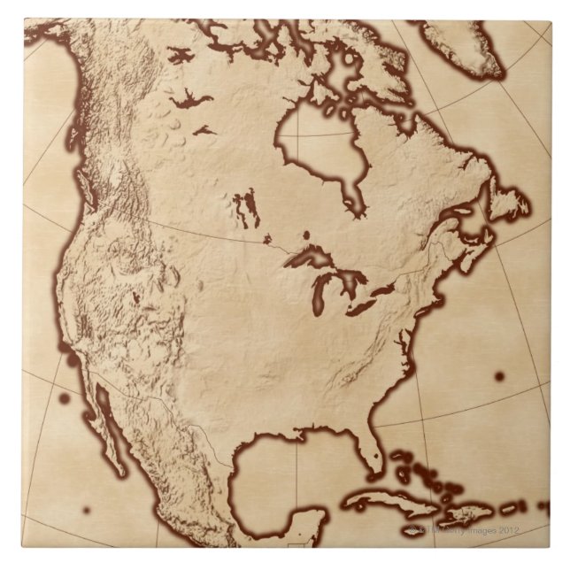 Carreau Carte de l'Amérique du Nord 2 (Devant)