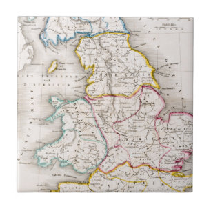 Carreau Carte de l'Angleterre Britannia Antiqua