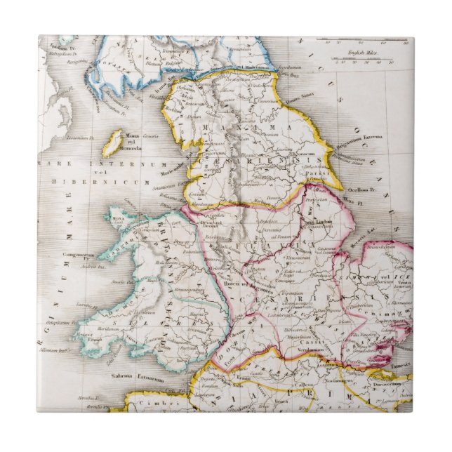 Carreau Carte de l'Angleterre | Britannia Antiqua (Devant)