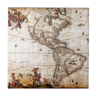Carreau Carte de l'Antique Amérique du Nord et du Sud