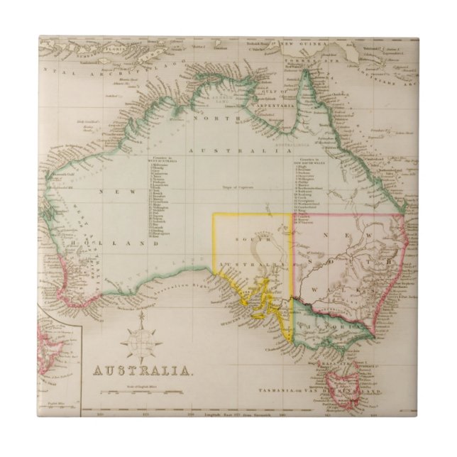 Carreau Carte de l'Australie et de la Nouvelle Zélande (Devant)