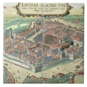 Carreau Carte de Leipzig, de "Civitates Orbis Terrarum"