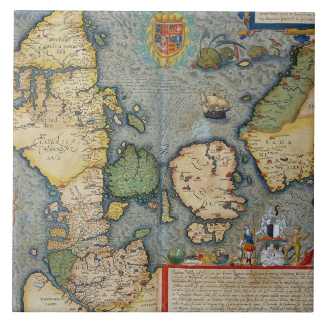 Carreau Carte de l'Europe du Nord, de 'Civitates Orbis (Devant)