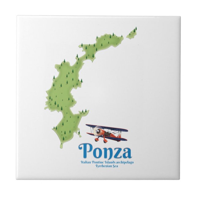 Carreau Carte de l'île italienne de Ponza. (Devant)