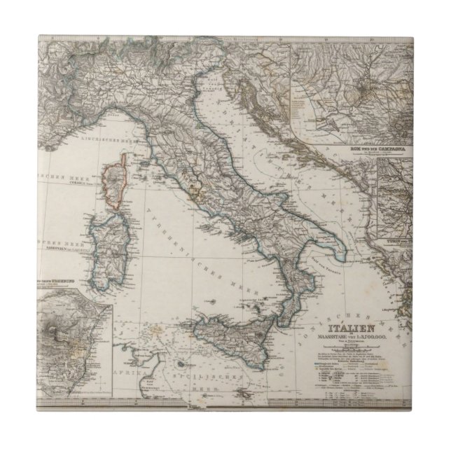 Carreau Carte de l'Italie par Stieler (Devant)