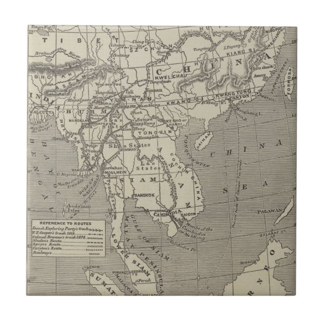 Carreau Carte de l'itinéraire proposé vers la Chine de (Devant)