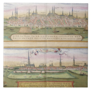 Carreau Carte de Lübeck et de Hambourg, de 'Civitates