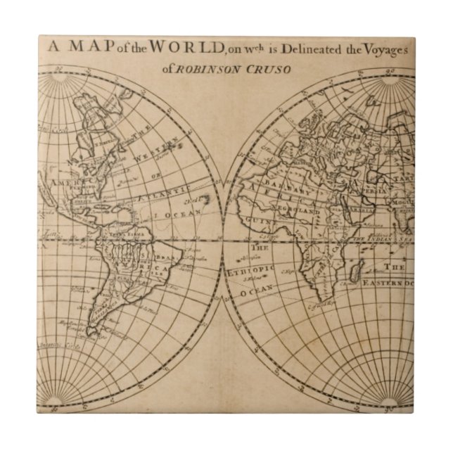 Carreau Carte de Robinson Crusoe du monde (Devant)