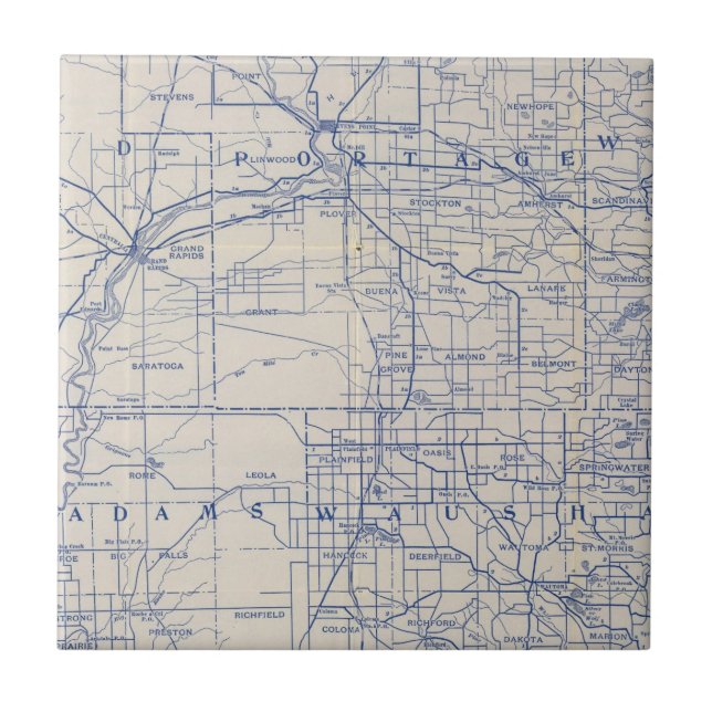 Carreau Carte de route de bicyclette du Wisconsin 2 (Devant)