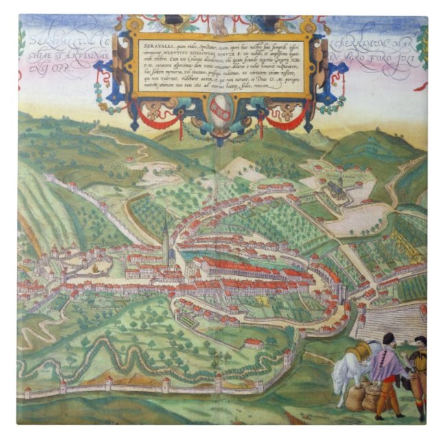Carreau Carte de Serravalle, de 'Civitates Orbis Terrarum (Devant)