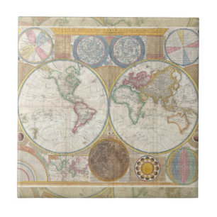 Carreau Carte de voyage du monde Antique Vintage