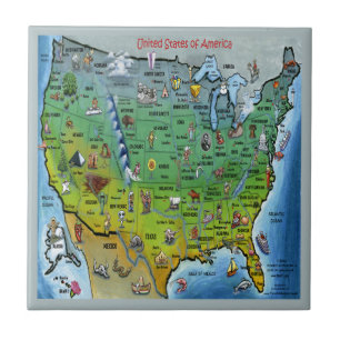 Carreau Carte des caricatures des USA