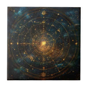 Carreau Carte des étoiles célestes d'or (3)