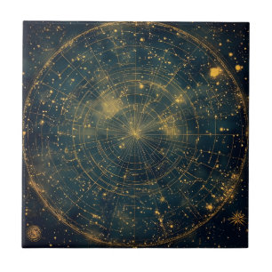 Carreau Carte des étoiles célestes d'or (4)