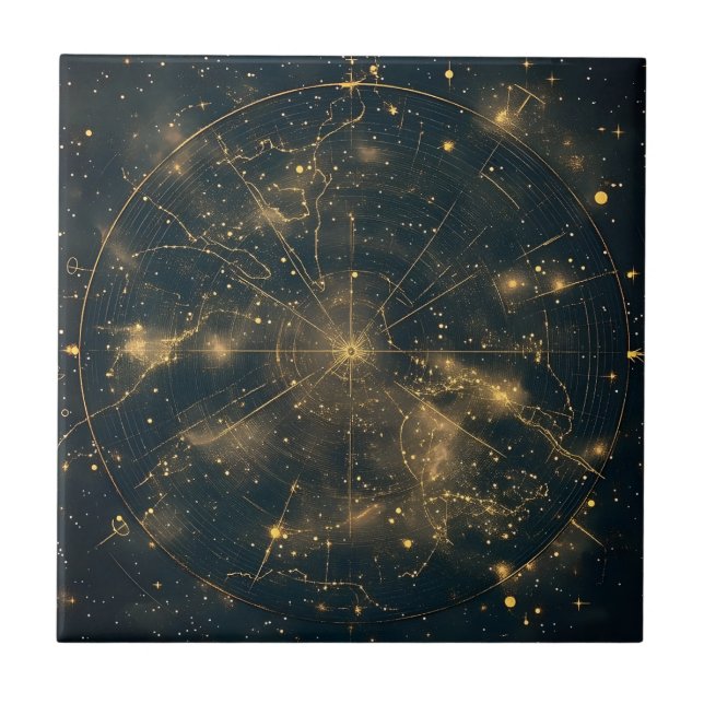 Carreau Carte des étoiles célestes d'or (5) (Devant)