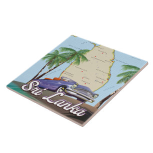 Carreau Carte détaillée illustrée du Sri Lanka