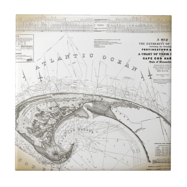 Carreau Carte du Cap de Provincetown Vintage (Devant)