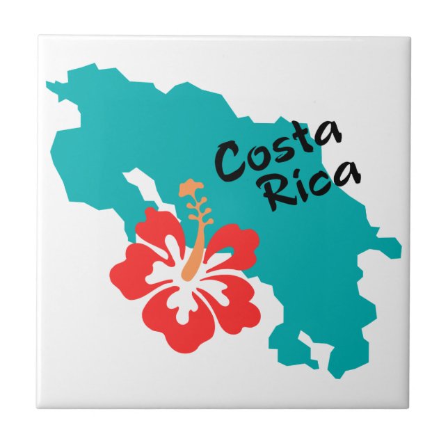 Carreau Carte du Costa Rica avec hibiscus (Devant)