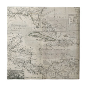 Carreau Carte du des Caraïbes 1715