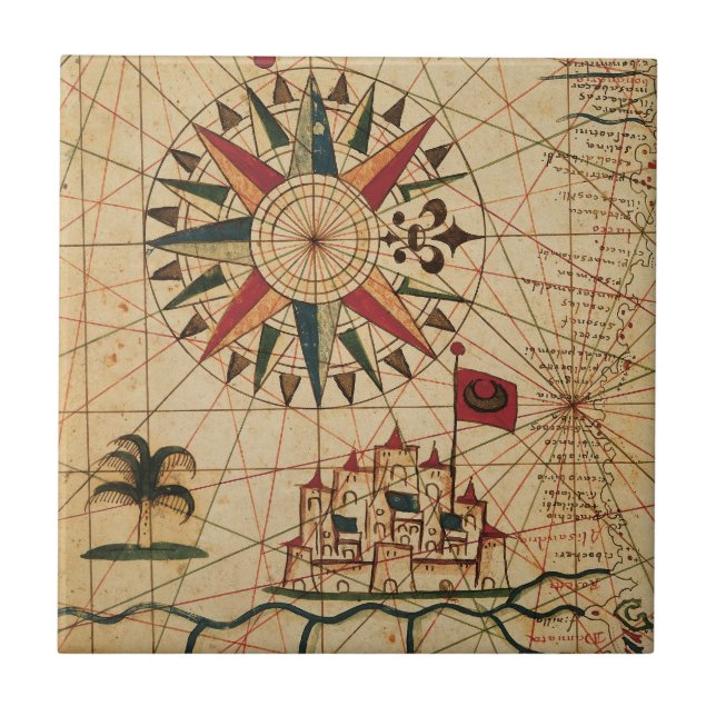 Carreau Carte du diagramme | de Portolan du Caire, Egypte (Devant)