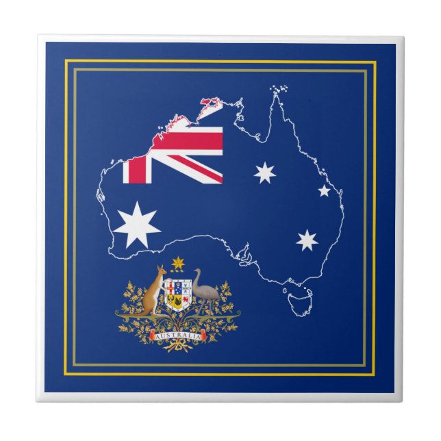 Carreau Carte du drapeau australien et Emblem (Devant)