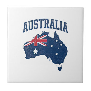 Carreau Carte du drapeau de l'Australie Graphique vintage