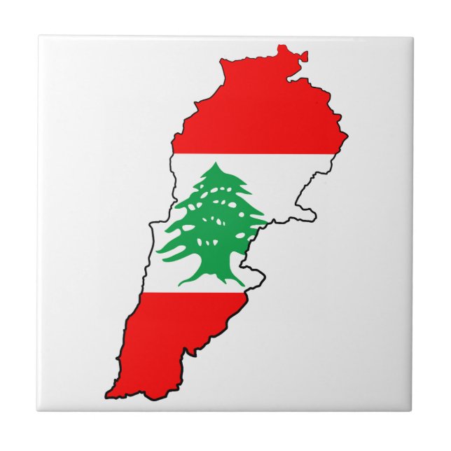 Carreau Carte du Liban avec drapeau (Devant)