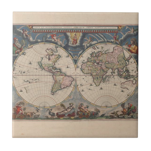 Carreau Carte du monde antique : Art de la cartographie hi (Devant)